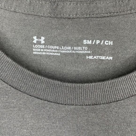 UNDER ARMOUR UA Mens HeatGear Loose Performance Tee NEW Sz S LOGO Gray T-Shirt - Picture 5 of 9